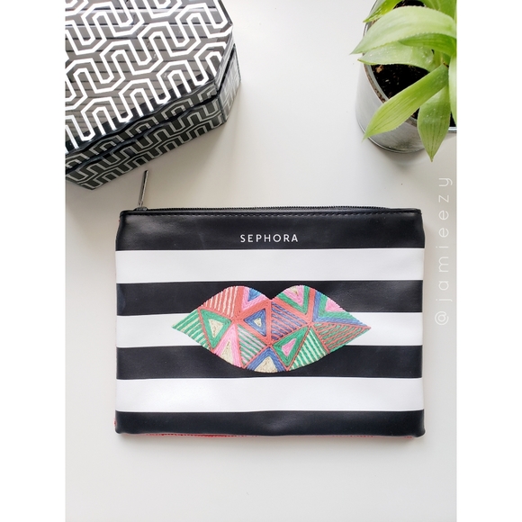 Sephora | Stripes + Graphic Lips Cosmetic Bag